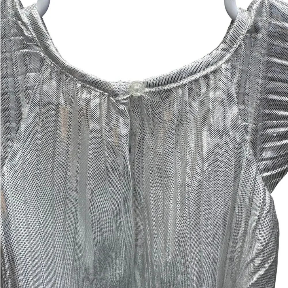 OshKosh B'gosh Silver Metallic Foil Pleated Dress 2T NWT Holiday